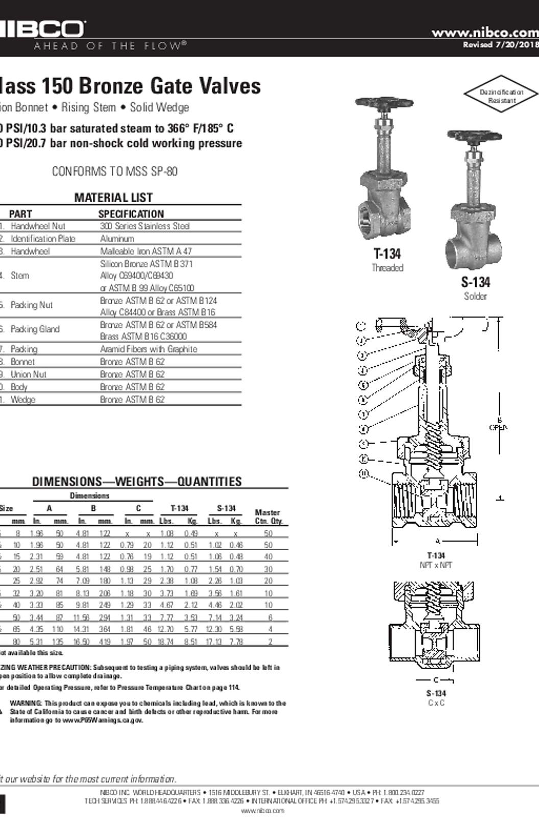 NIBCO T-134 Submittal