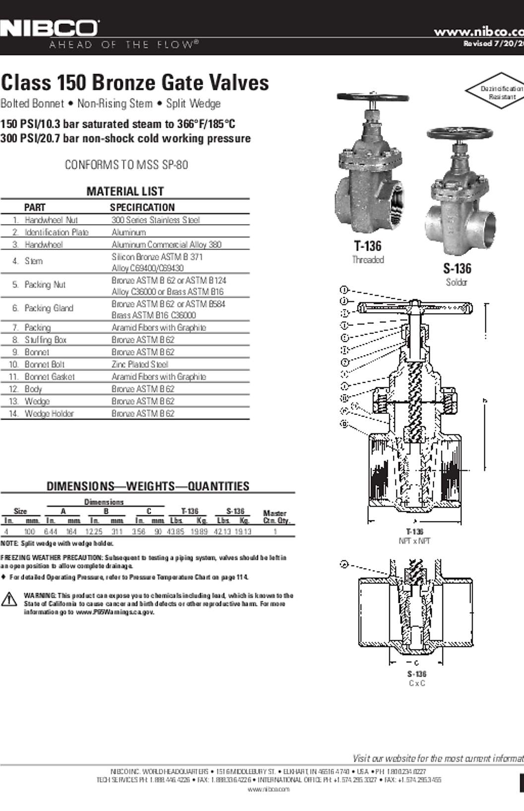 NIBCO T-136 (Large Diameter) Submittal