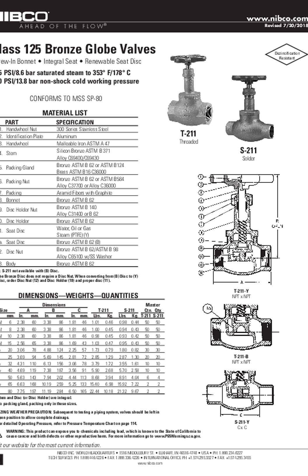 NIBCO T-211-Y Submittal