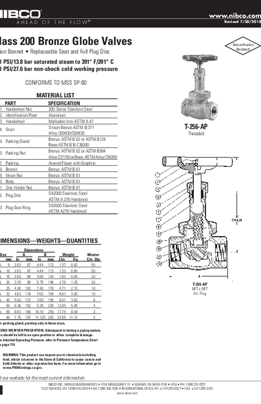 NIBCO T-256-AP Submittal