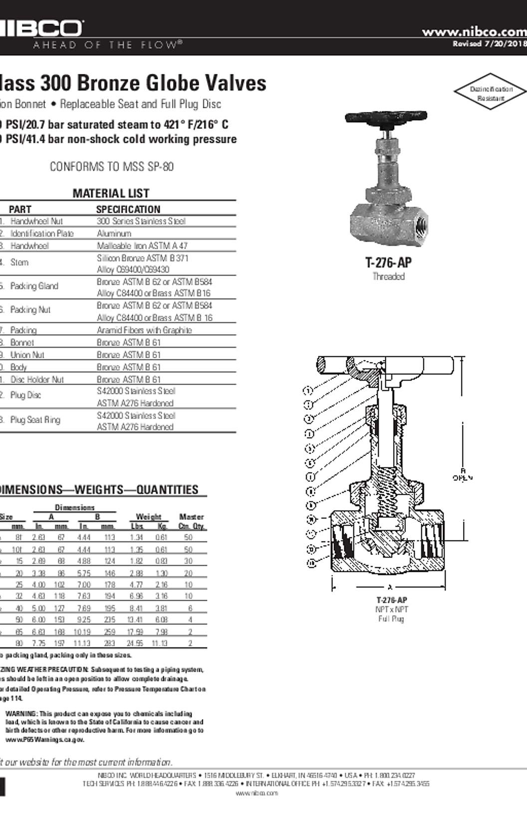 NIBCO T-276-AP Submittal