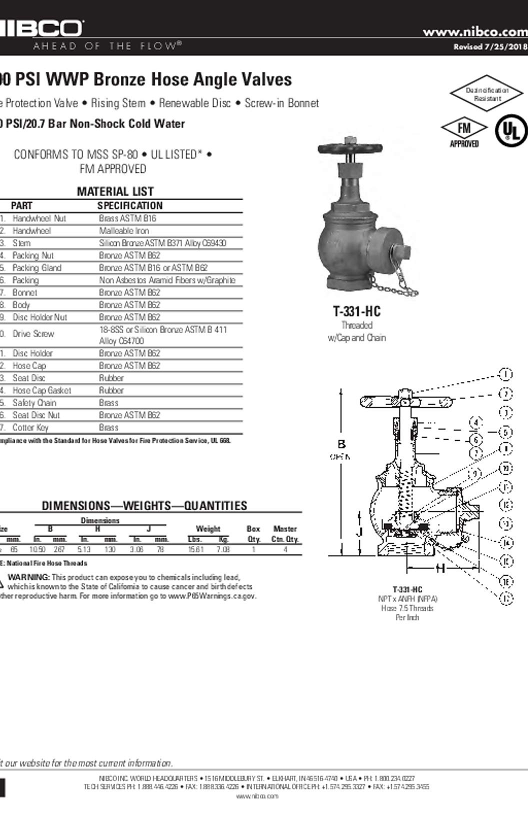 NIBCO T-331-HC Submittal