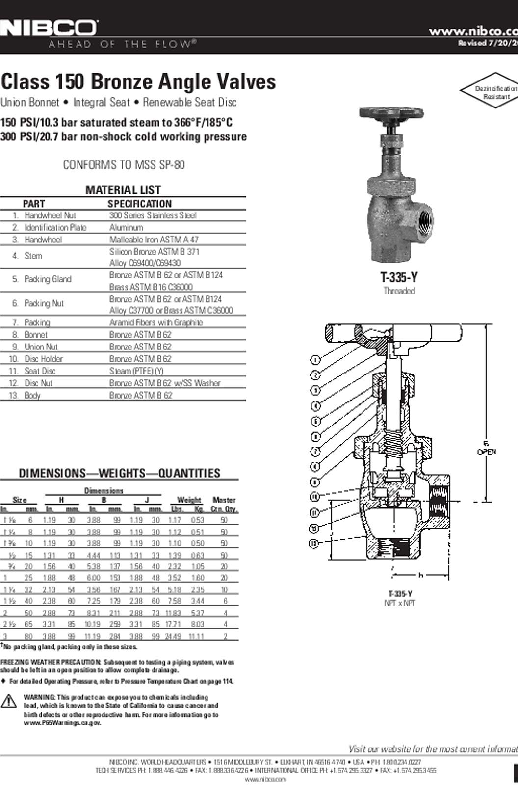 NIBCO T-335-Y Submittal