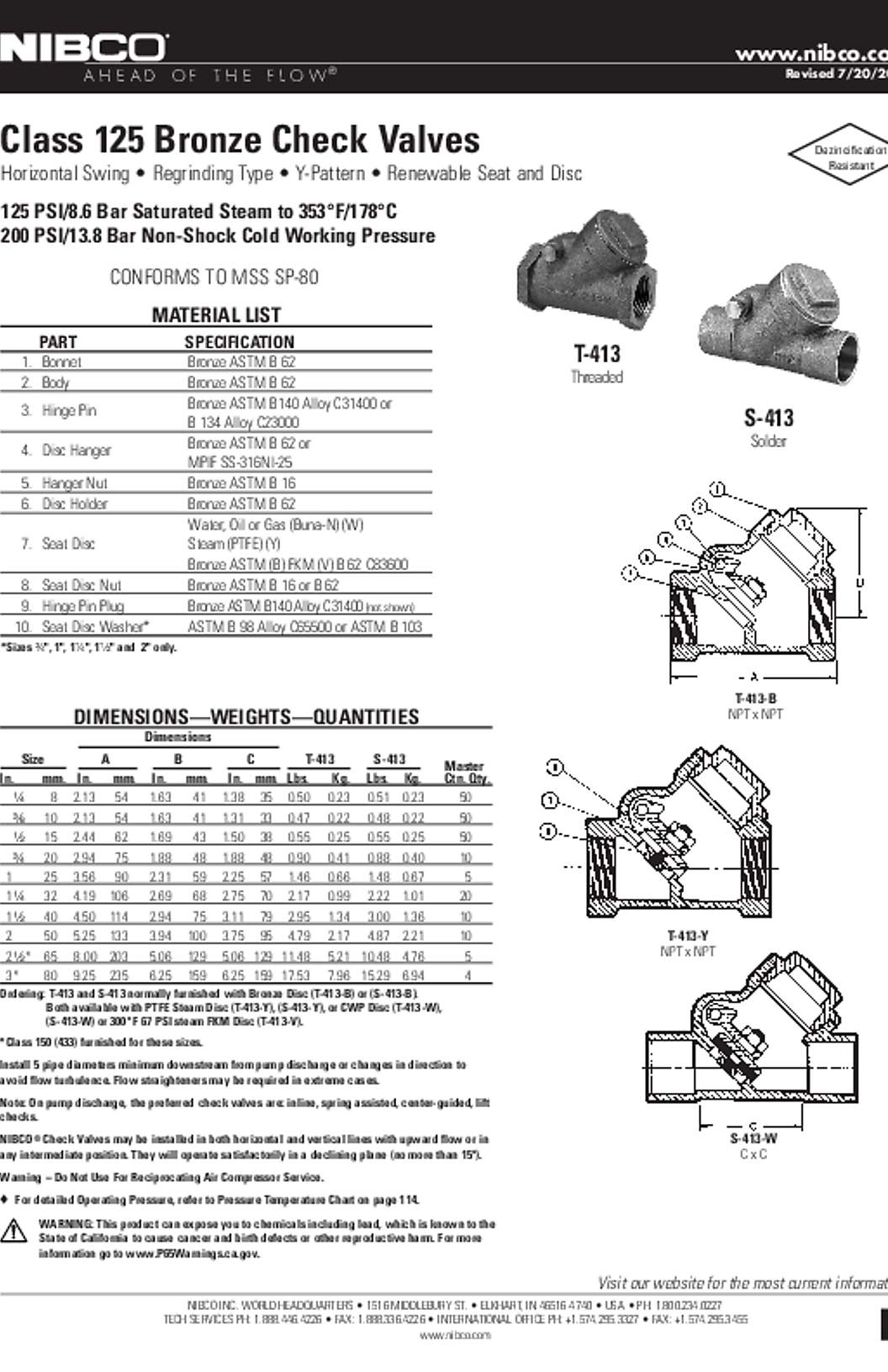 NIBCO T-413-Y Submittal