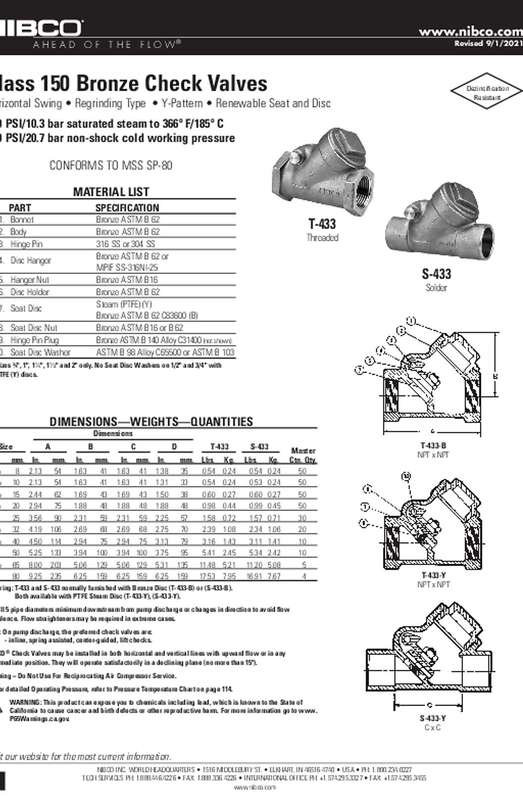 NIBCO T-433-B Submittal