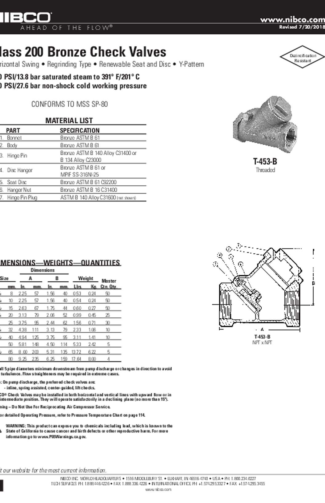 NIBCO T-453-B Submittal