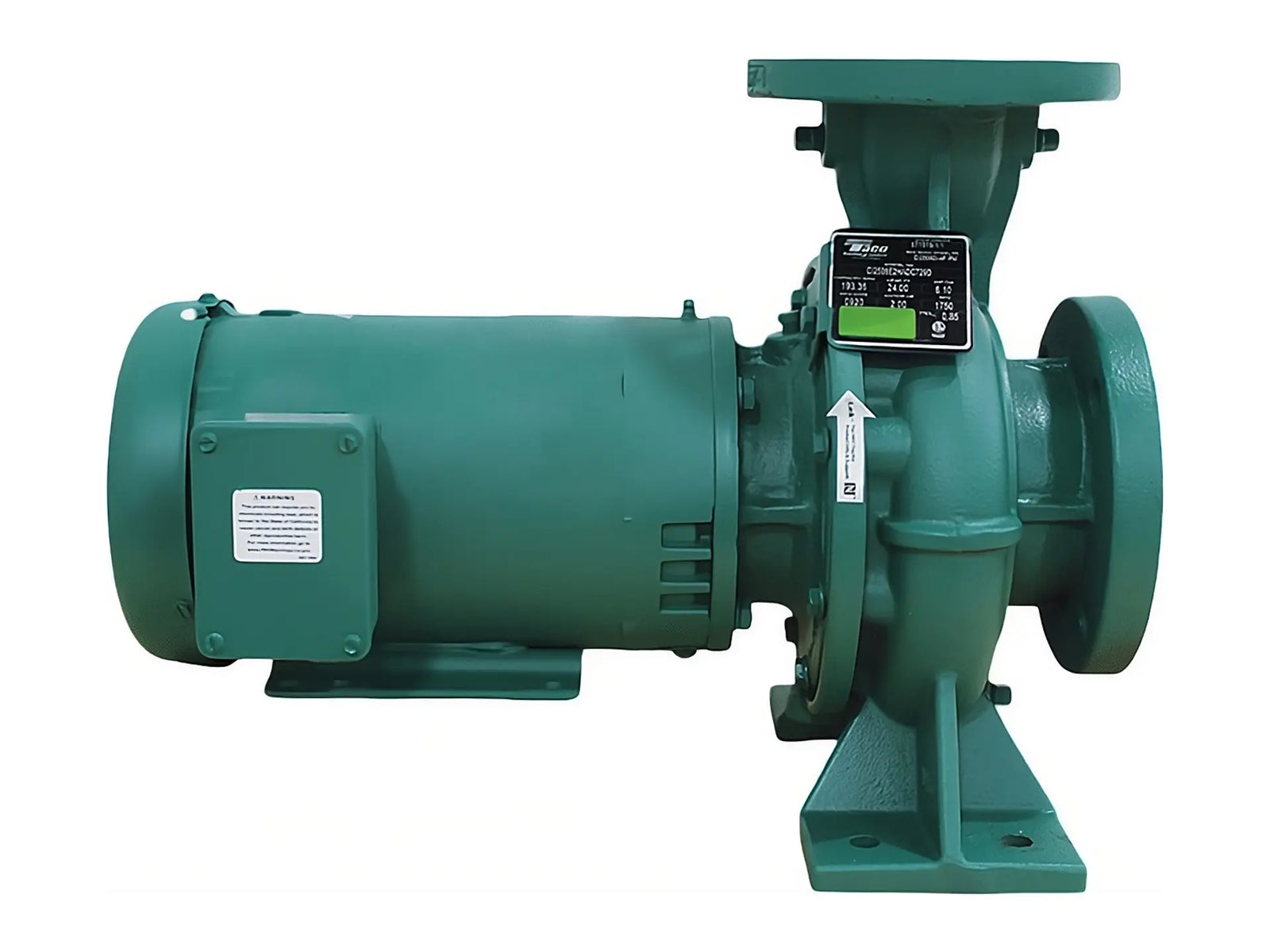 Taco CI1206 End Suction Pump, 2" Suction, 1-1/4" Discharge, 6-1/4" Impeller, TEFC Motor, 10HP, 3450RPM, 230-460V