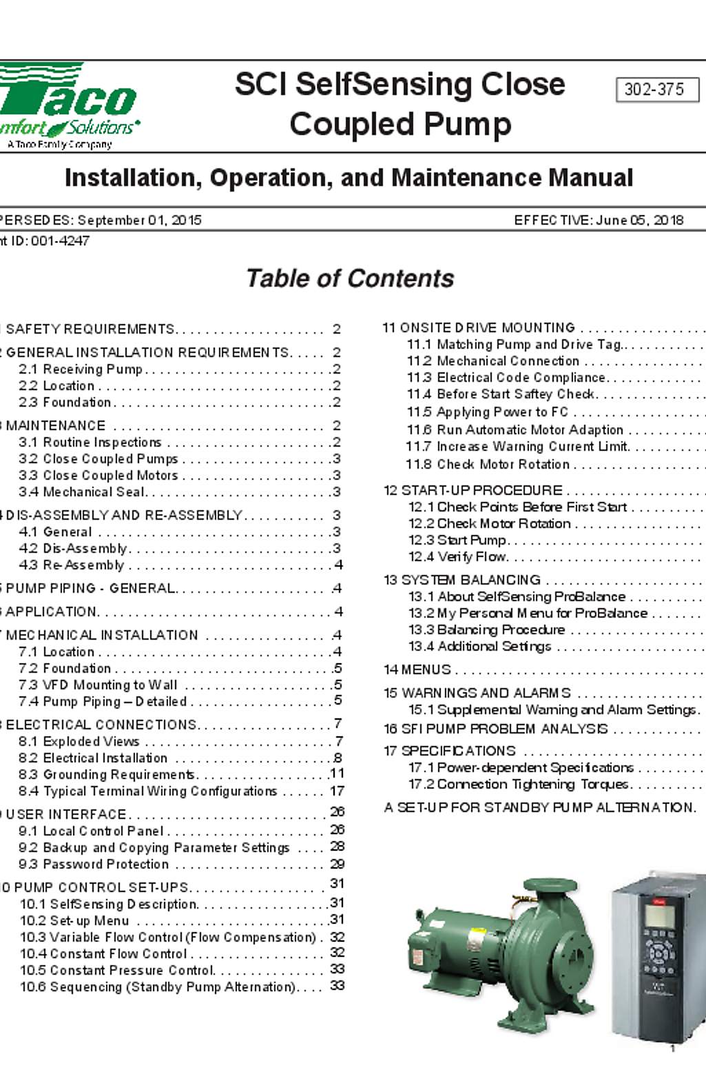 Taco SCI Series Close-Coupled End Suction Pumps Manual