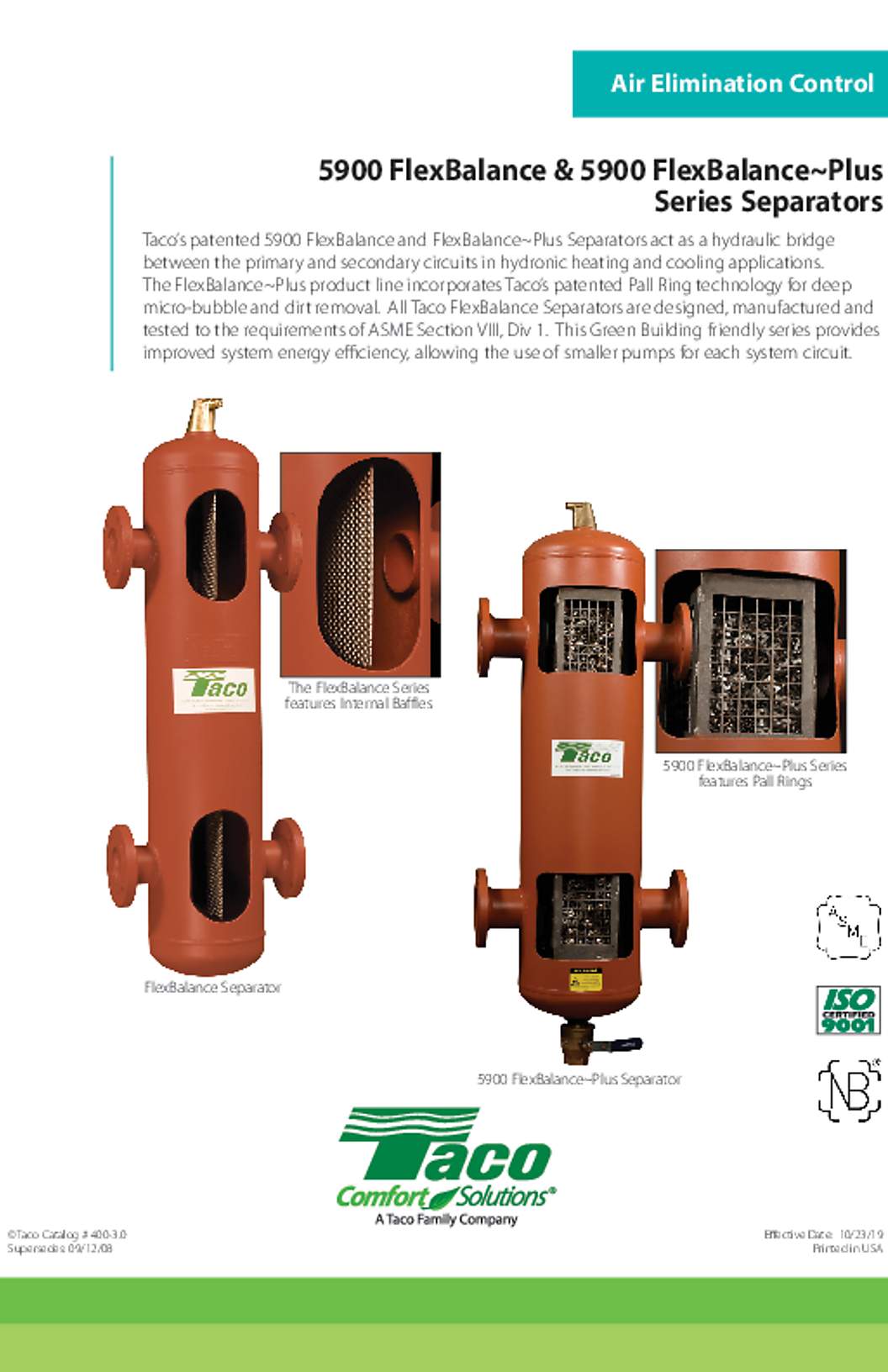 Taco 5900 Series FlexBalance Air Separators Catalog