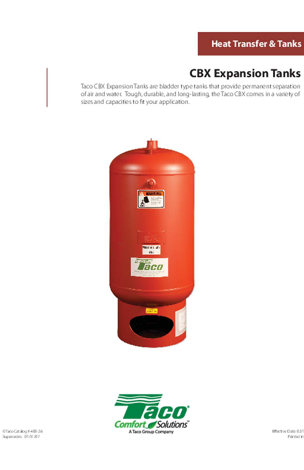 Taco CBX Expansion Tanks Catalog