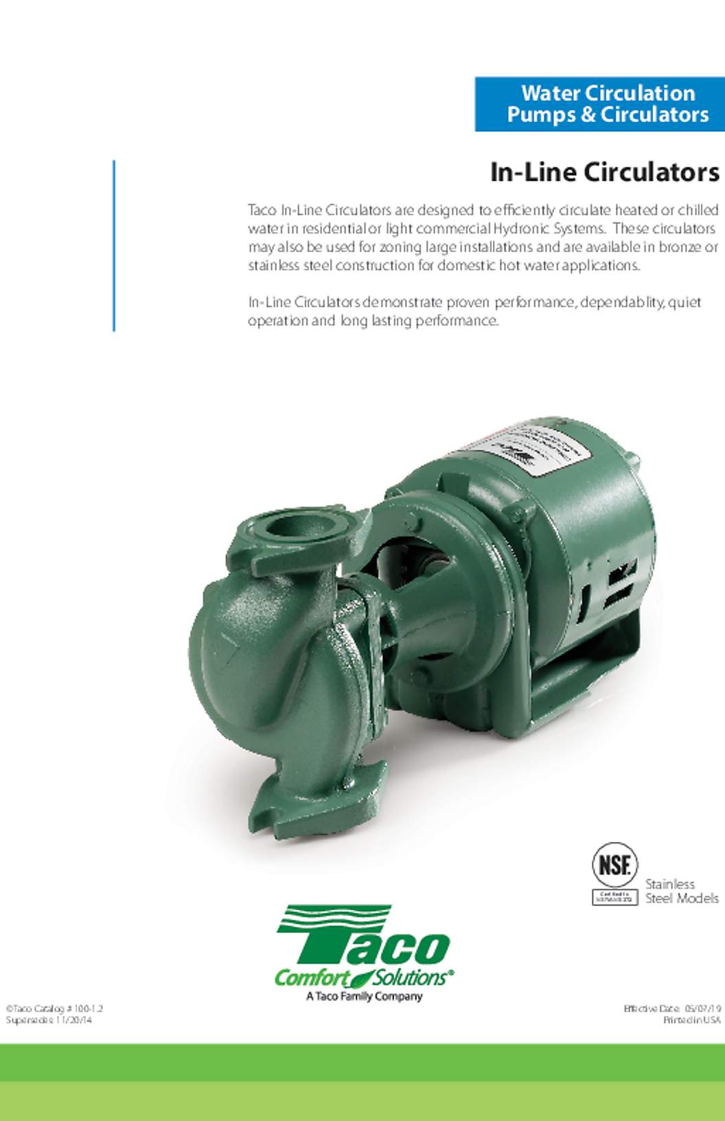 Taco In-Line Circulators Catalog