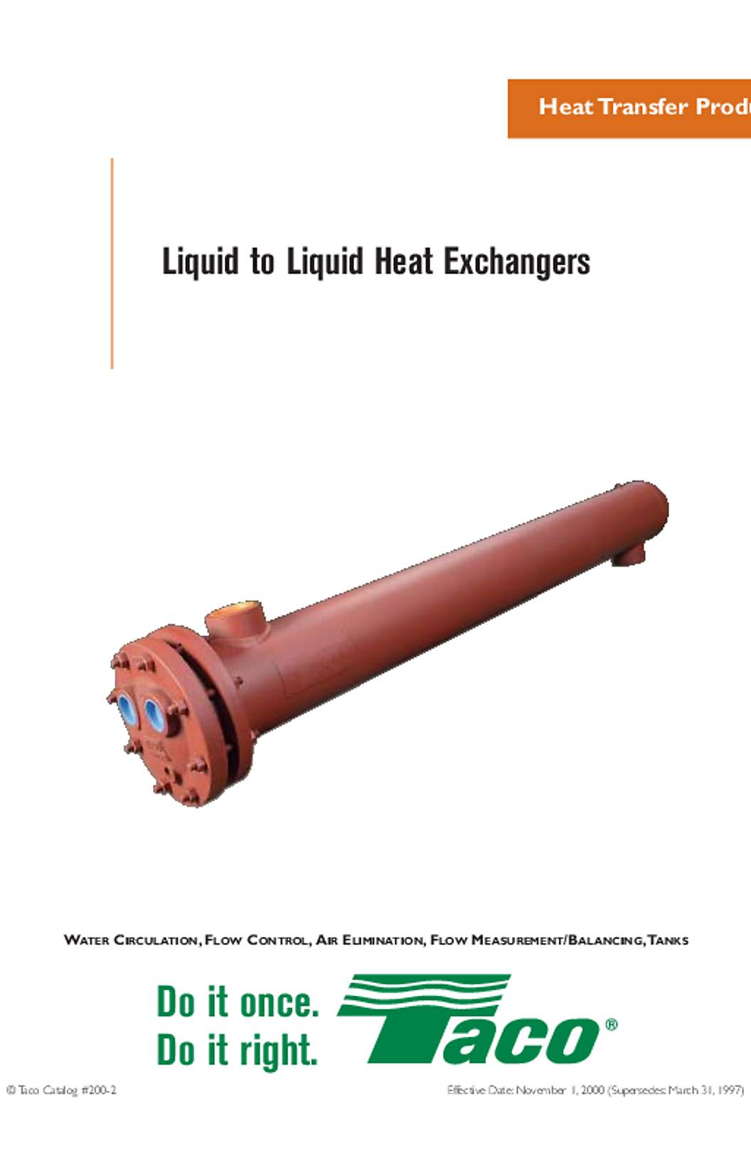 Taco Liquid-to-Liquid Heat Exchangers Catalog