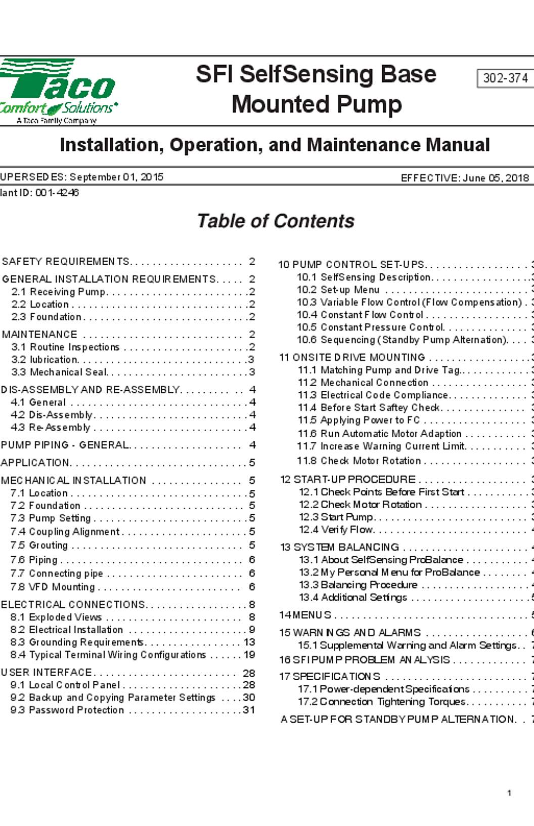 Taco SFI Series Manual