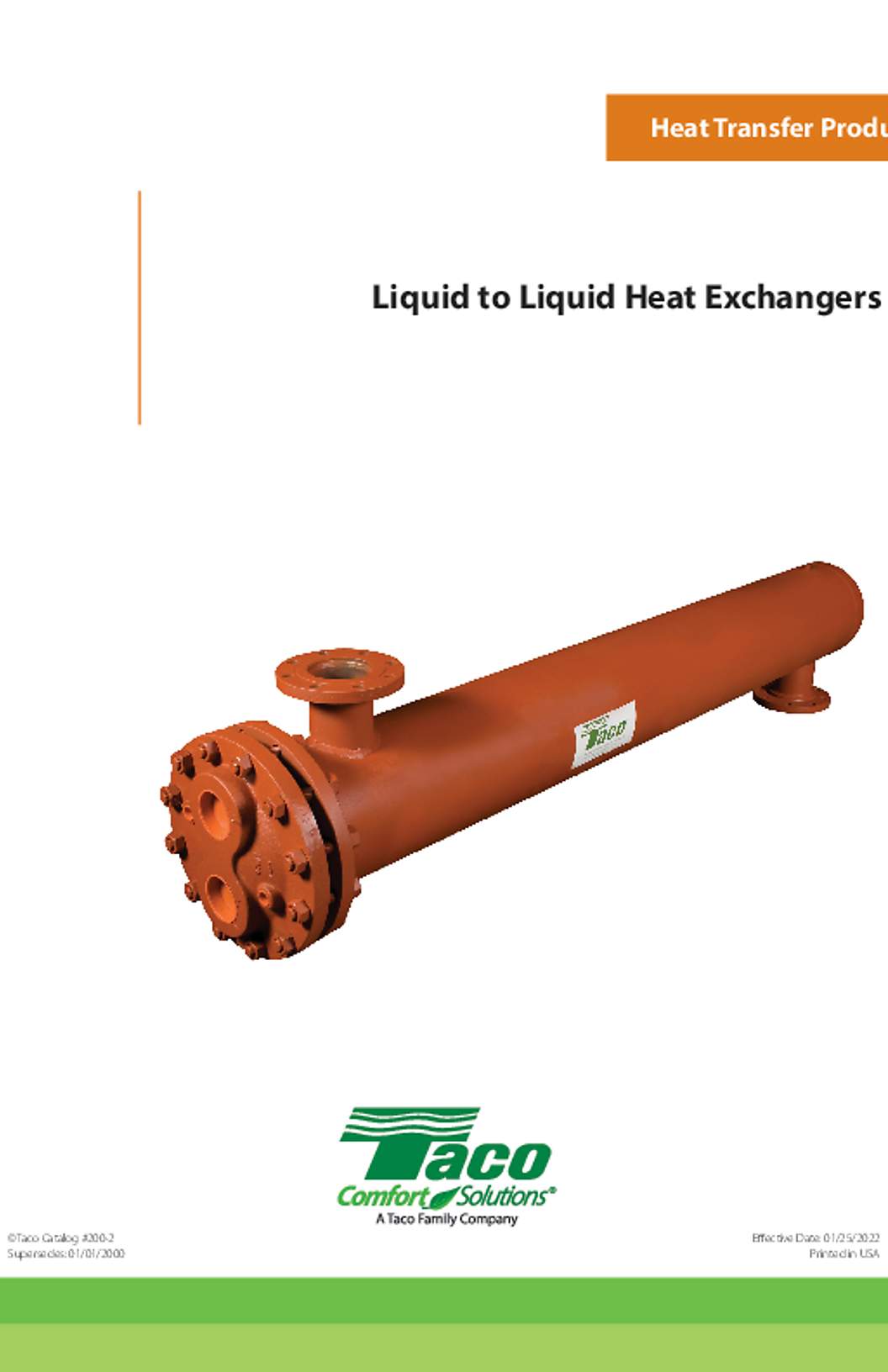 Taco U-Tube Liquid to Liquid Heat Exchangers Catalog