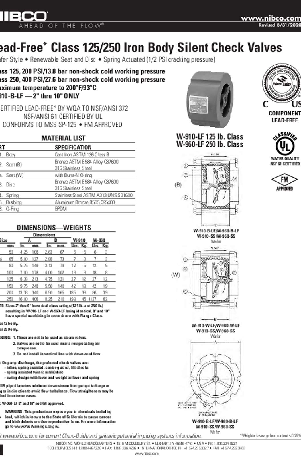 NIBCO W-910-W-LF Submittal