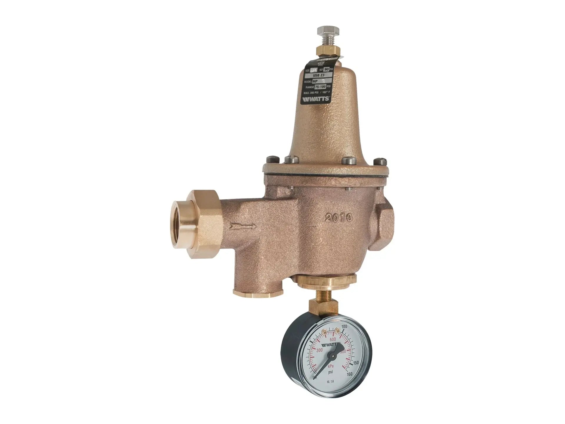 Watts 0009184, 1-1/4" LF Water Regulator Valve, 25-75 PSI Gauge