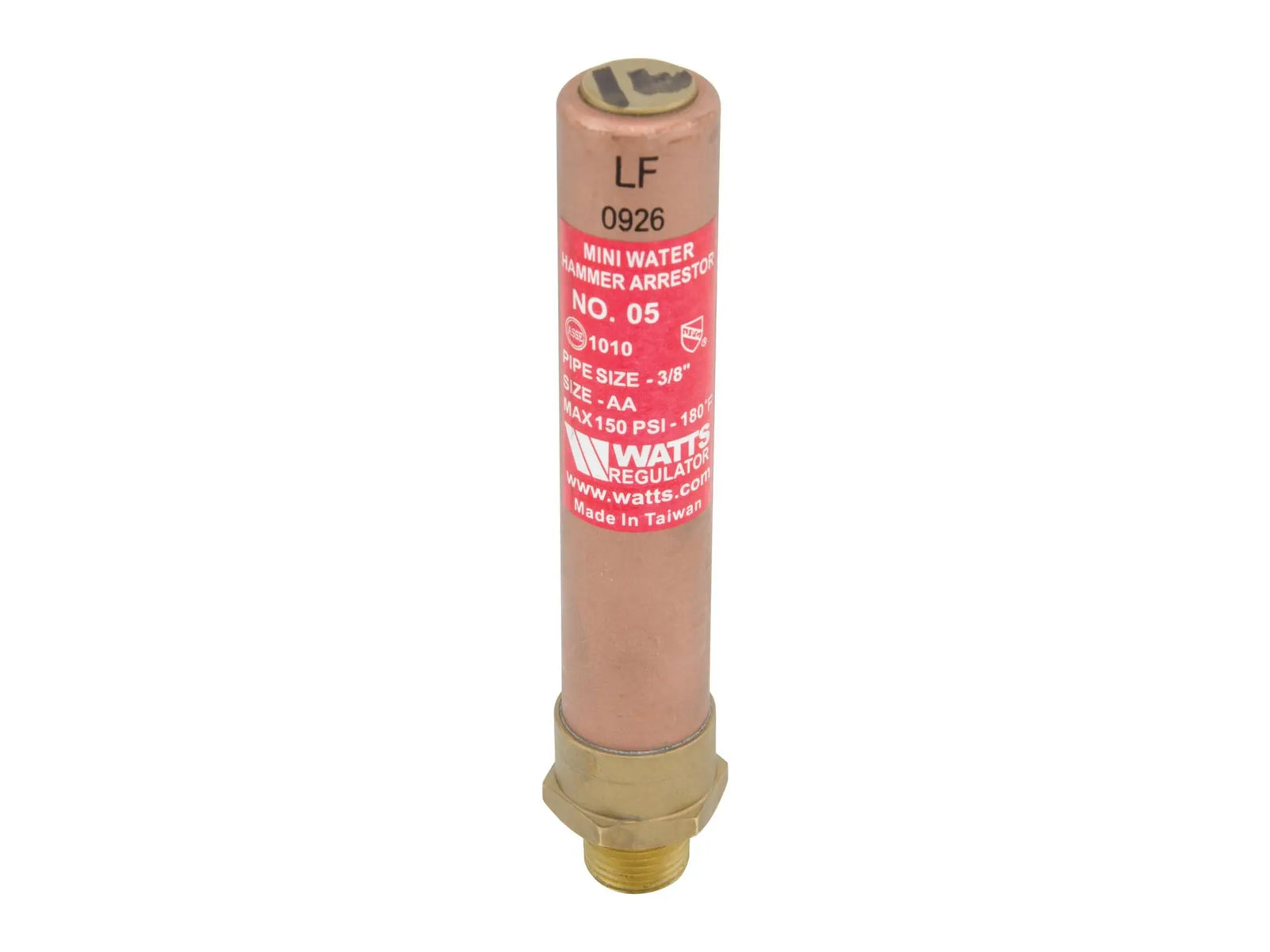 Watts 0009850, 3/8" Lead Free Mini Water Hammer Arrestor with NPT Threaded End Connection