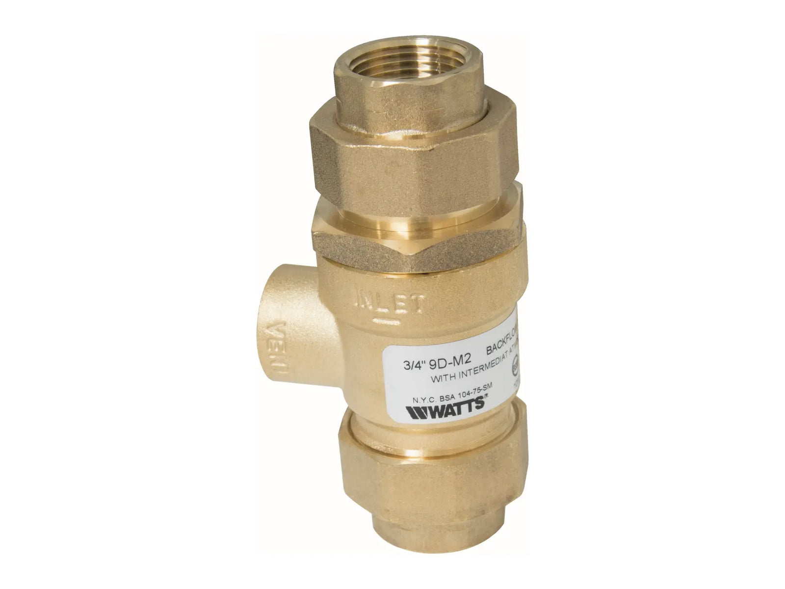 Watts 0061888, 9D Backflow Preventer with Intermediate Vent, Brass and Stainless Steel