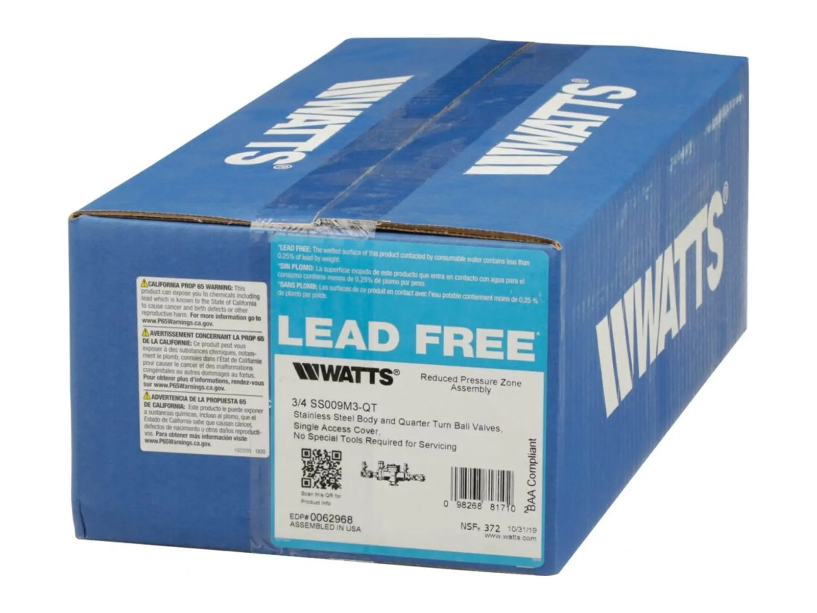 Watts 0062968, 3/4" SS009M3-QT Backflow Preventer