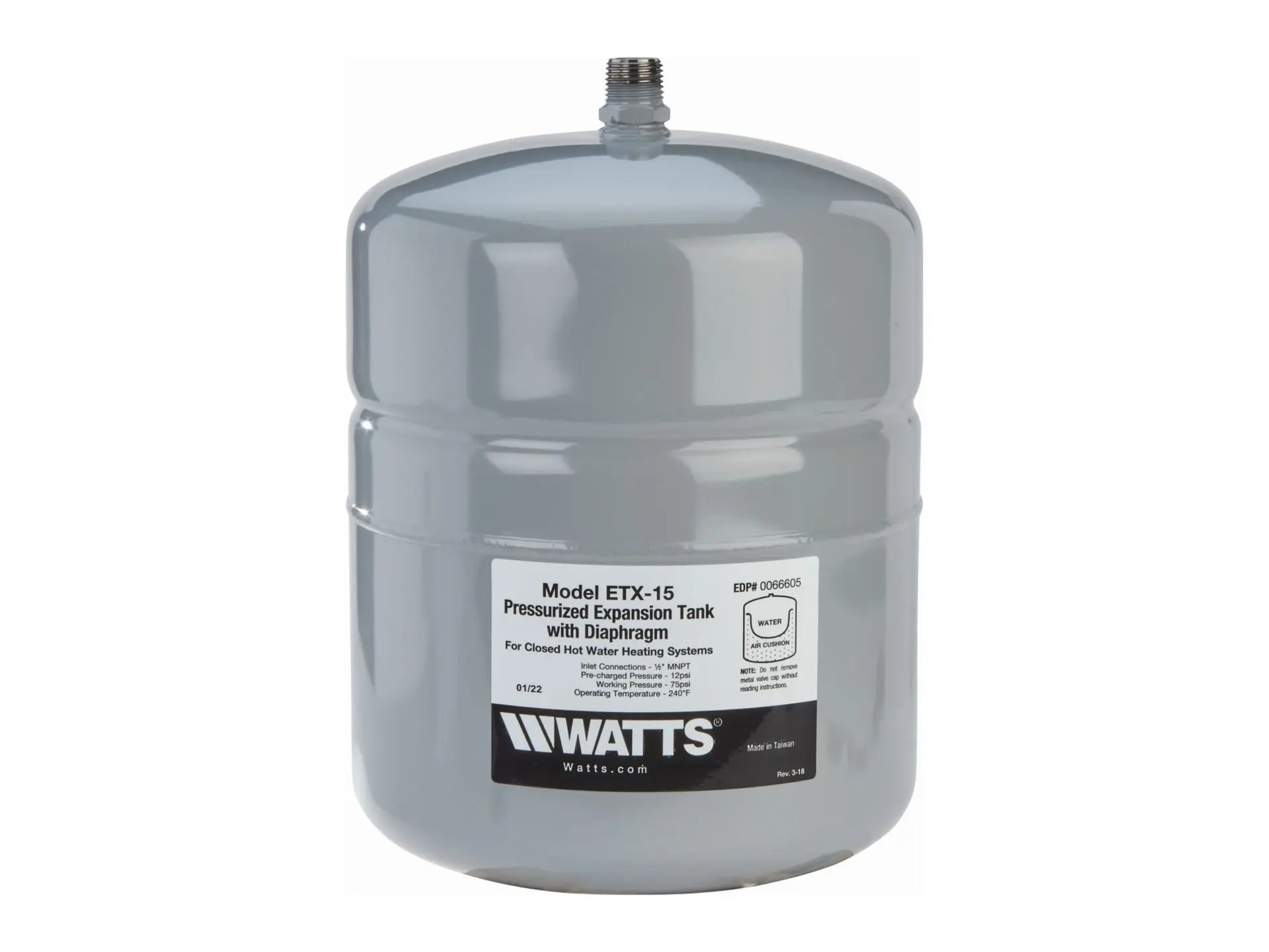 Watts 0066605, ET-15 1/2", 2.1 Gal Expansion Tank