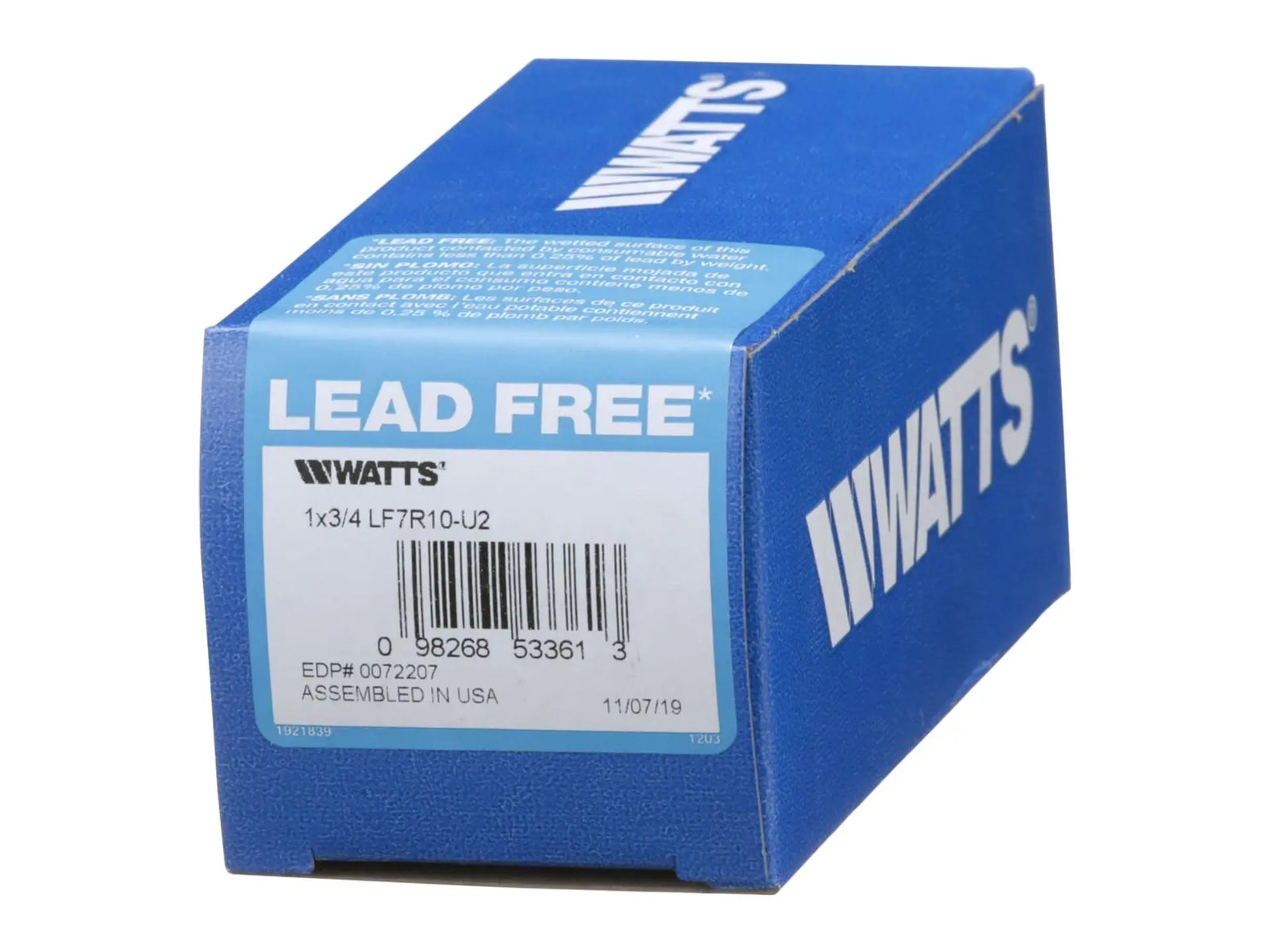 Watts 0072207, 1x3/4 LF7R10-U2 Lead Free Residential Dual Check Valve Backflow Preventer