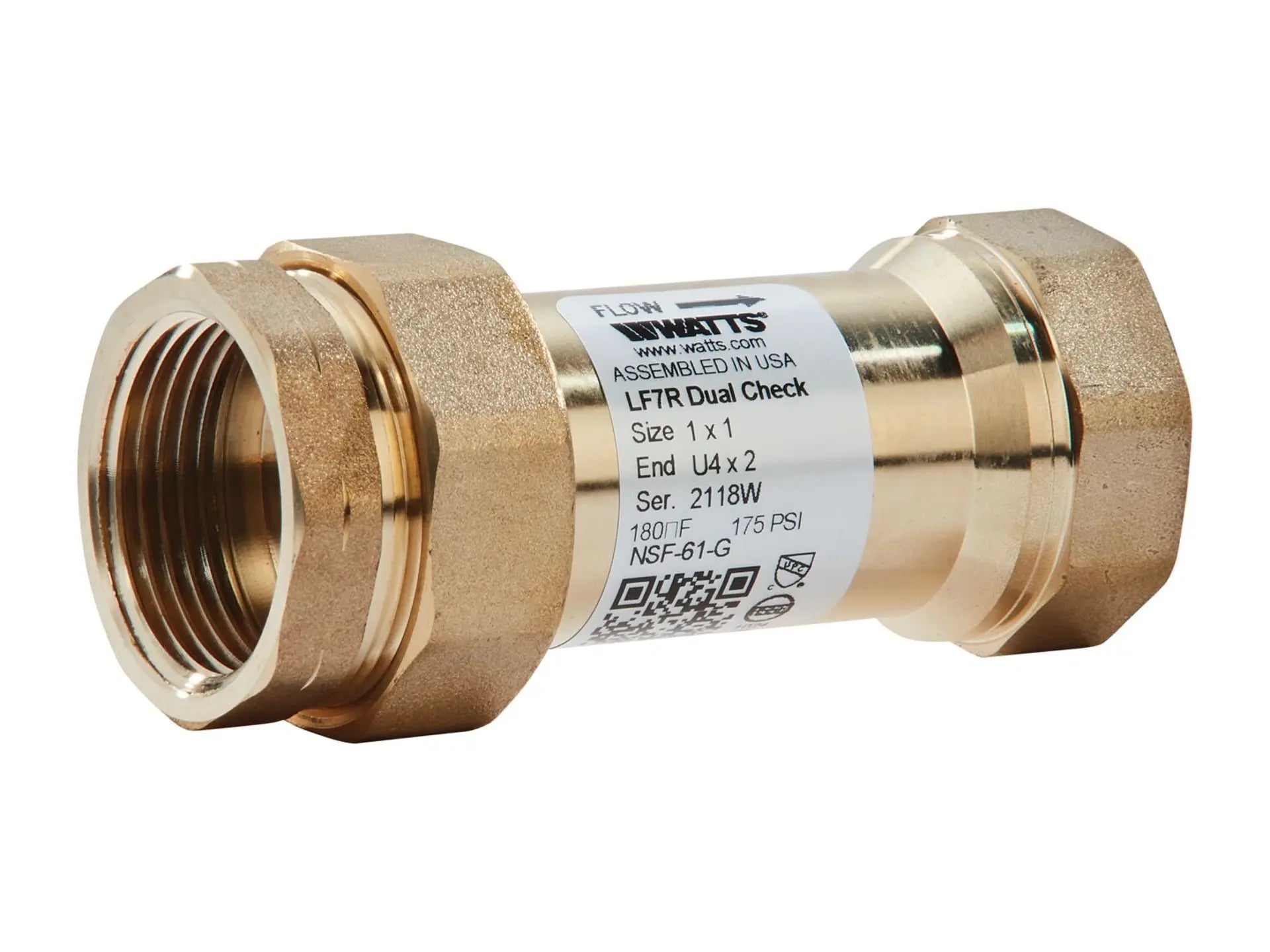 Watts 0072223, 1x1 LF7RU4-2 Lead Free Residential Dual Check Valve Backflow Preventer
