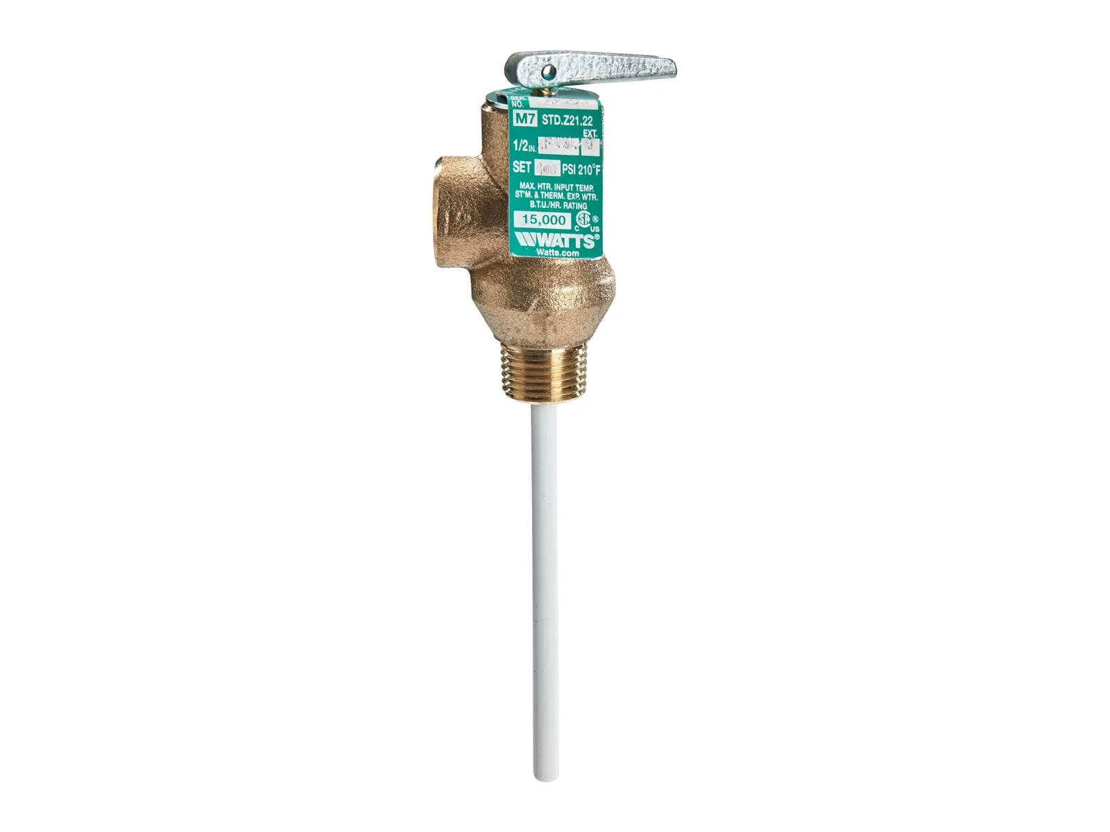 Watts 0121323, 1/2" Lead Free Self Closing Temperature and Pressure Relief Valve, 100 psi, 210