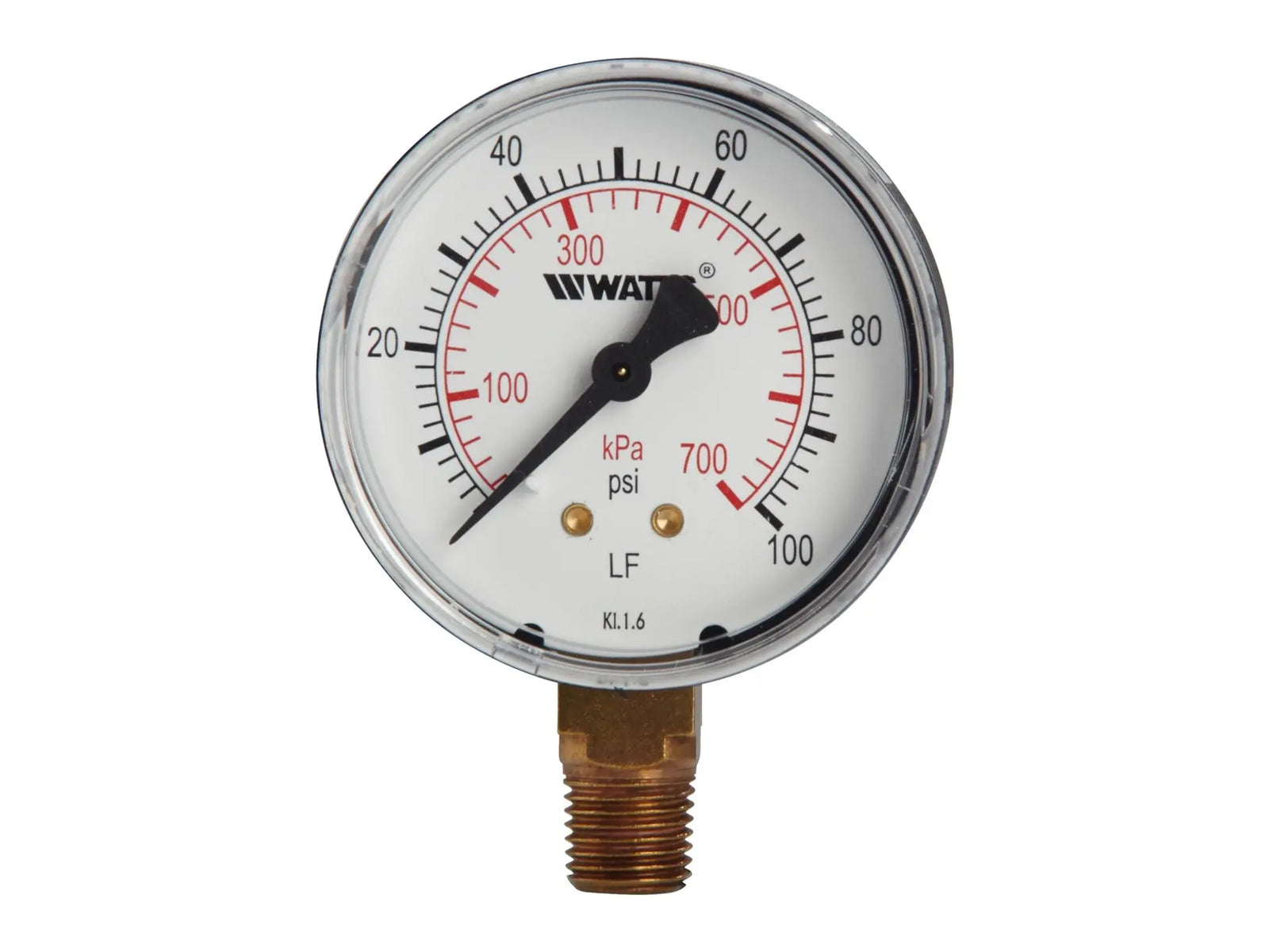 Watts 0121633, LFDPG1-2 1/4" Gauge, 0-200 PSI Bottom Mount