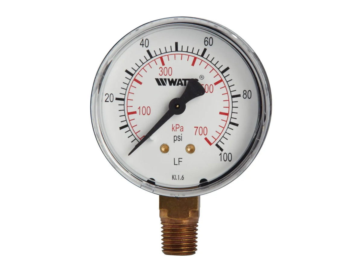 Watts 0121633, LFDPG1-2 1/4" Gauge, 0-200 PSI Bottom Mount