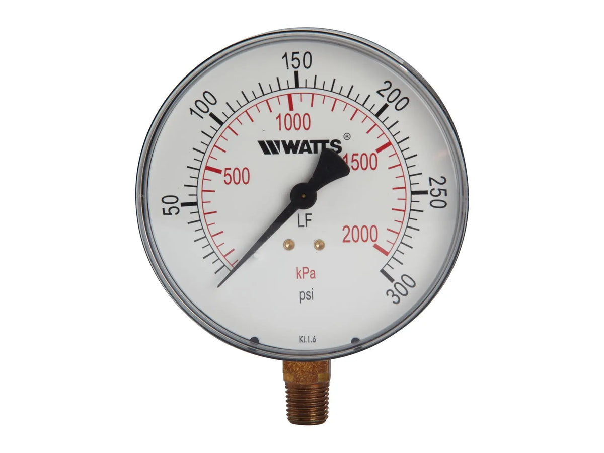 Watts 0121643, 1/4 LFDPG1-2 1/2 Pressure Gauge 0-300 PSI