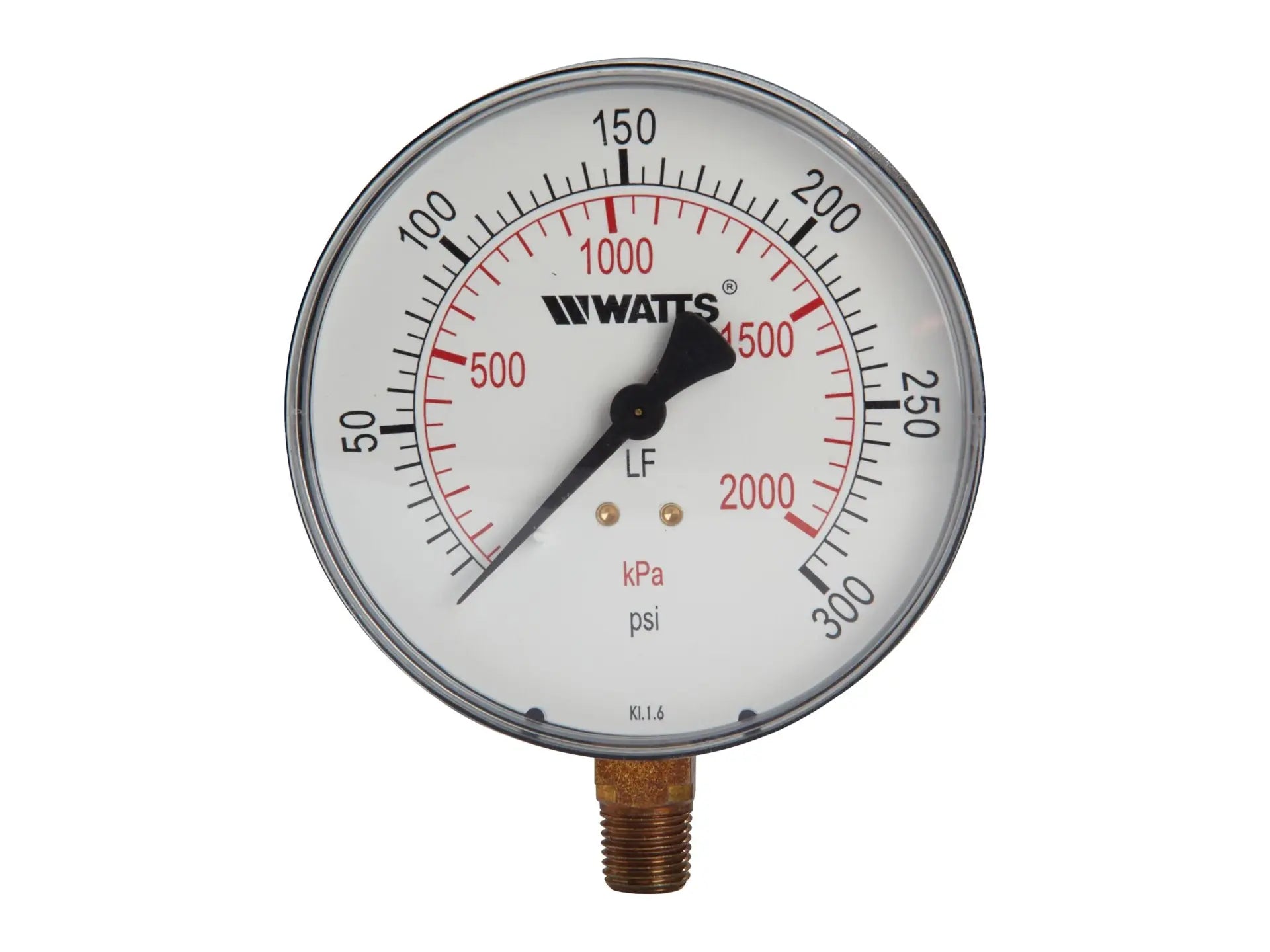 Watts 0121643, 1/4 LFDPG1-2 1/2 Pressure Gauge 0-300 PSI