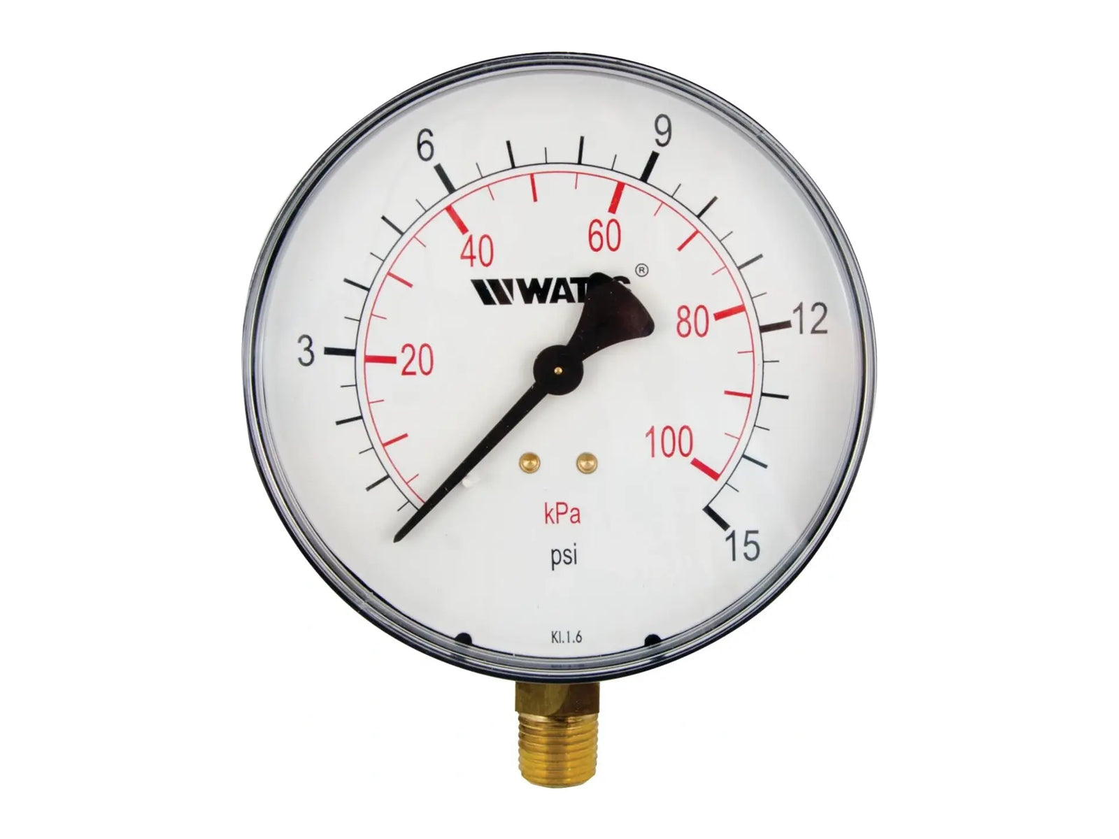 Watts 0121644, 1/4 LFDPG1-3 Pressure Gauge 0-15 PSI
