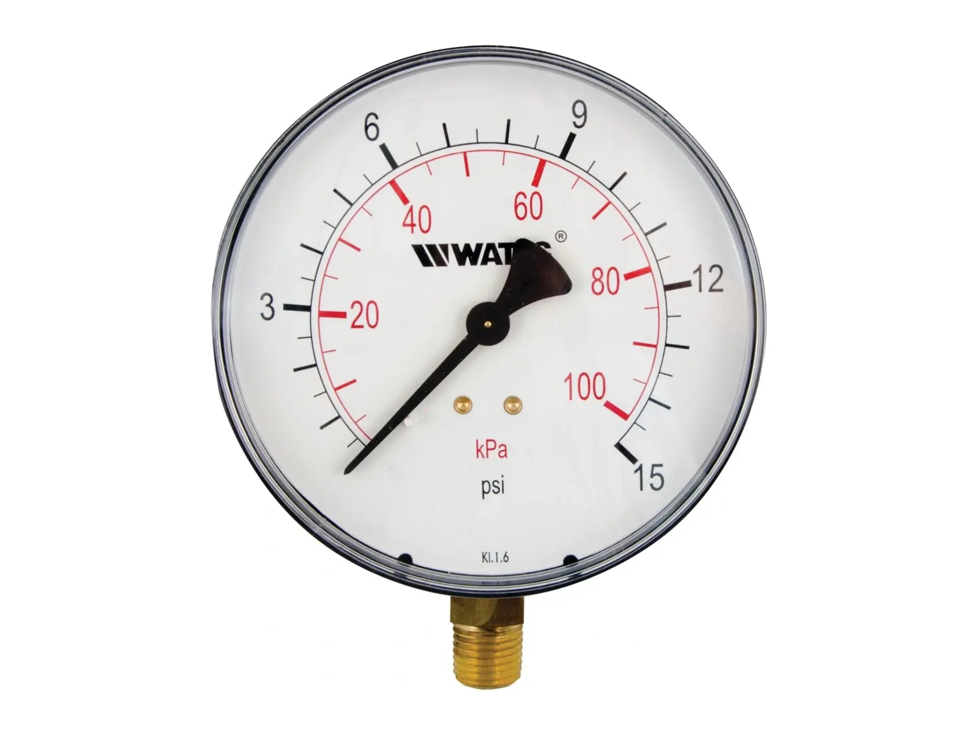 Watts 0121644, 1/4 LFDPG1-3 Pressure Gauge 0-15 PSI