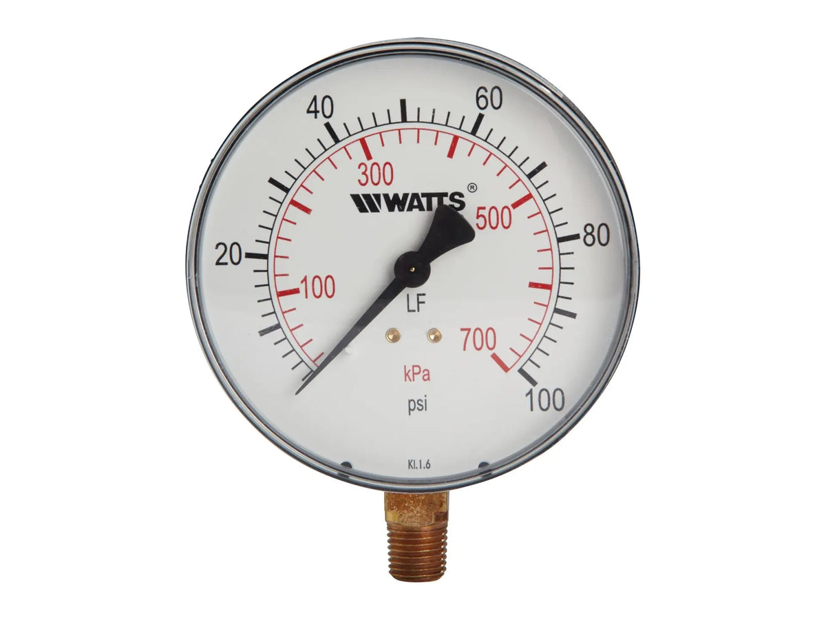 Watts 0121647, 1/4 LFDPG1-3 Pressure Gauge 0-100 PSI