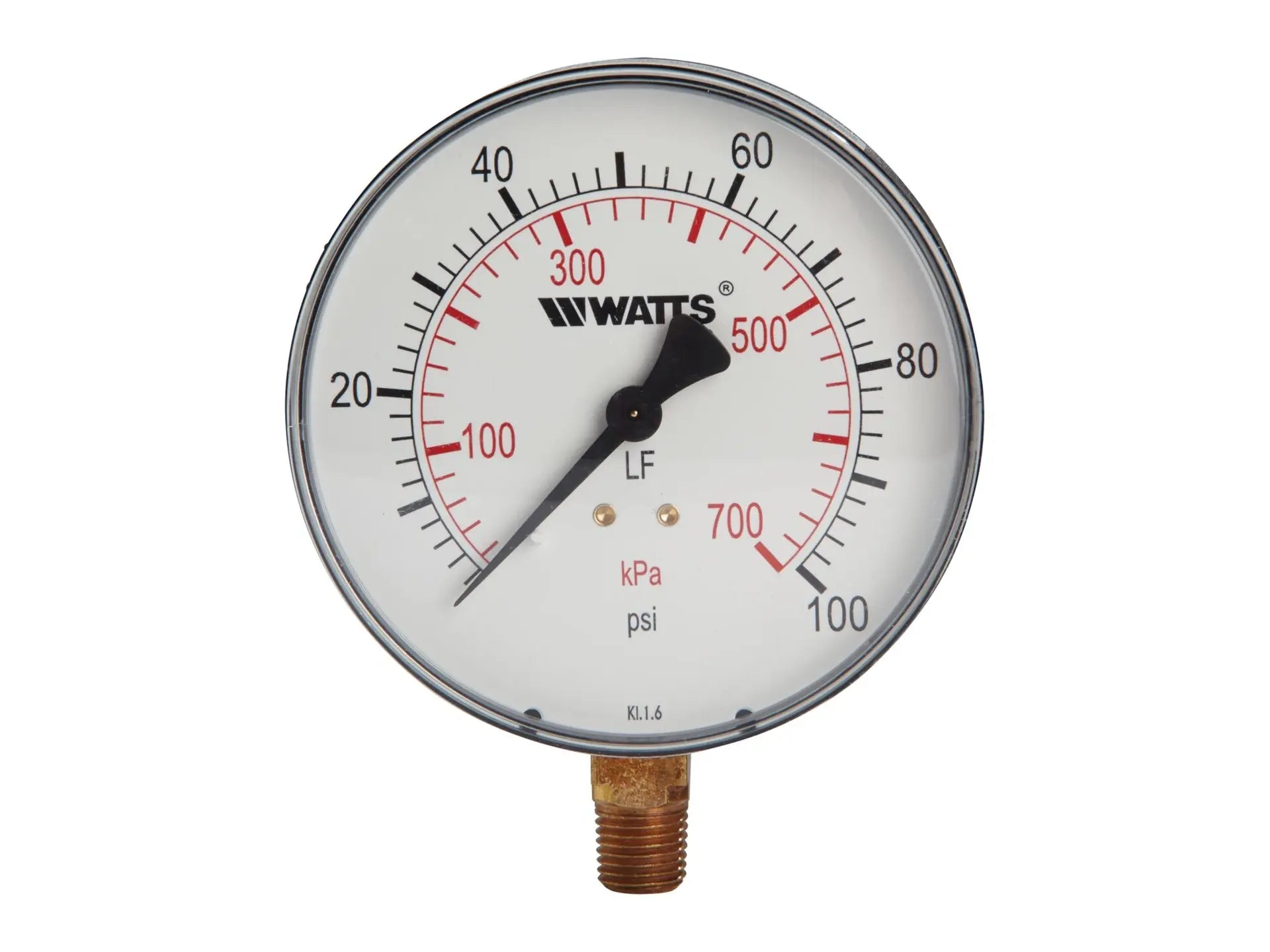 Watts 0121647, 1/4 LFDPG1-3 Pressure Gauge 0-100 PSI