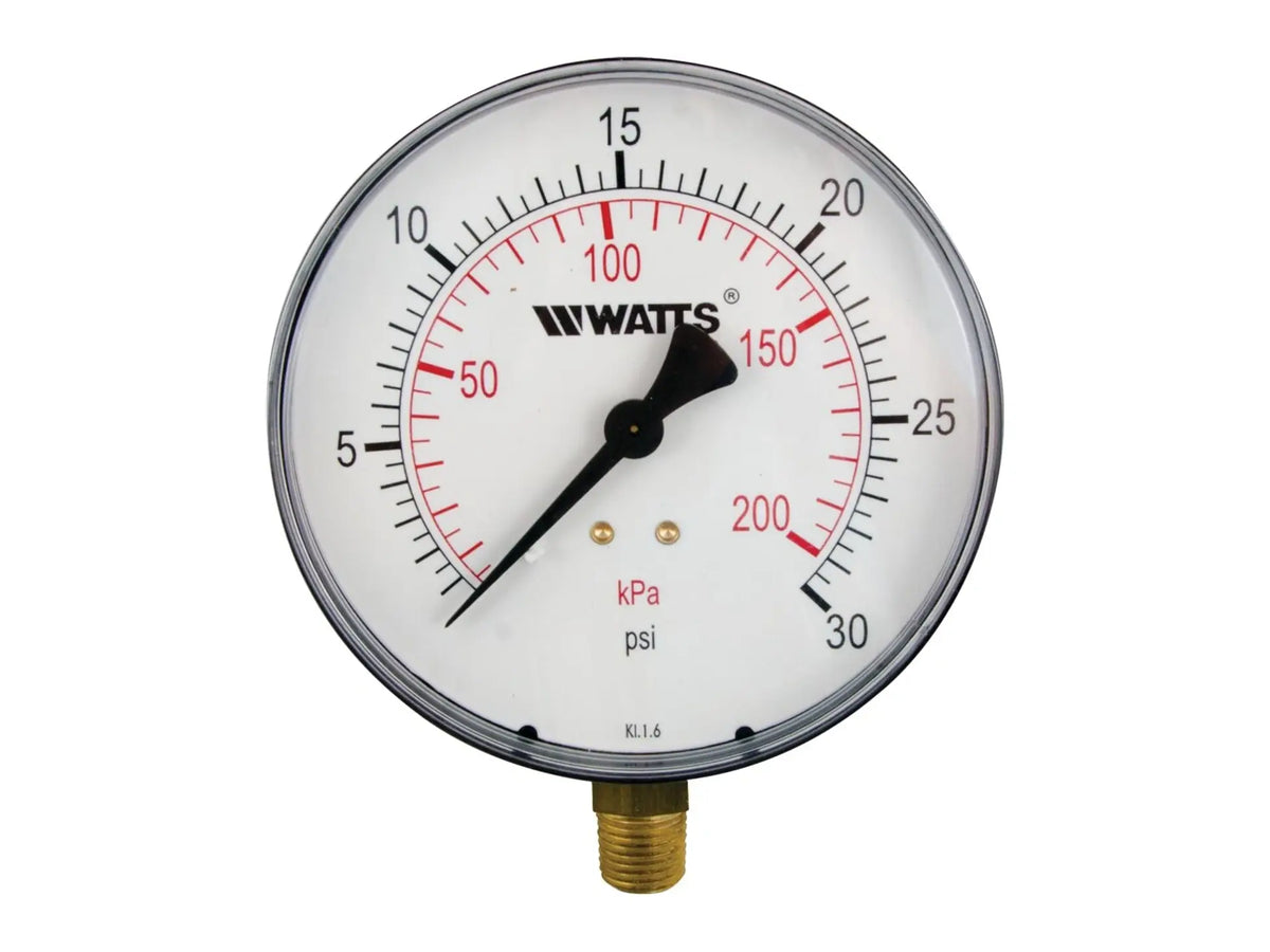 Watts 0121652, 1/4 LFDPG1-4 Pressure Gauge 0-30 PSI