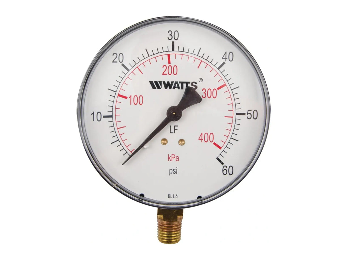 Watts 0121653, 1/4 LFDPG1-4 Pressure Gauge 0-60 PSI