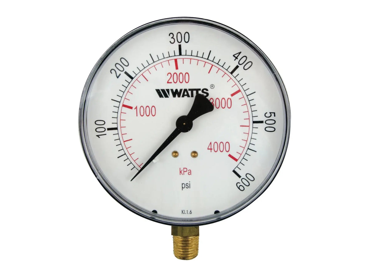 Watts 0121658, 1/4 LFDPG1-4 Pressure Gauge 0-600 PSI