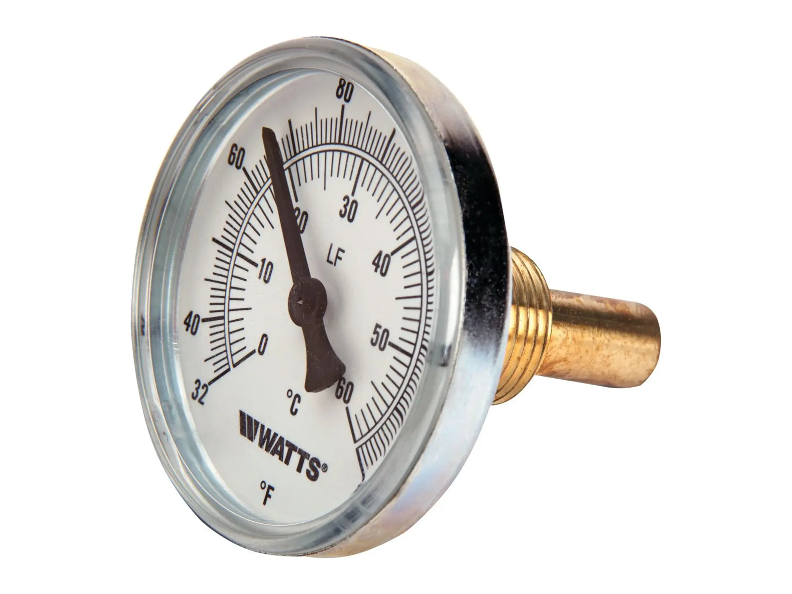 Watts 0121667, 1/2" Lead Free Bimetal Thermometer Center Back Entry 2 1/2" Dial, 32 to 140 degree