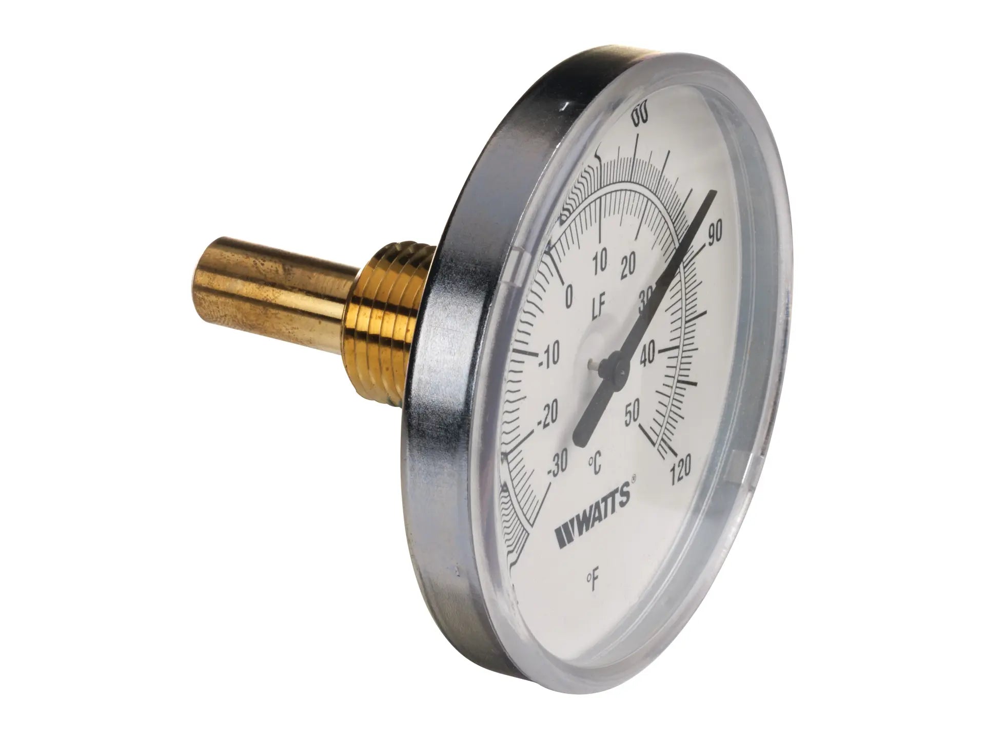 Watts 0121670, 1/2" Lead Free Bimetal Thermometer, Center Back Entry, 3" Dial, Minus 22 to 122 F