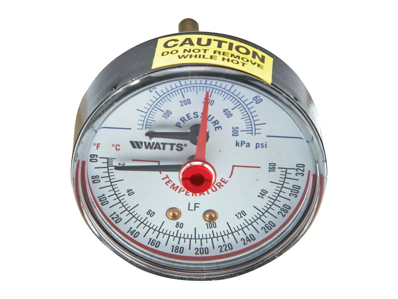 Watts 0121723, 1/4" PT Gauge Ext Temp, 0-75 PSI, 2.5" Dial