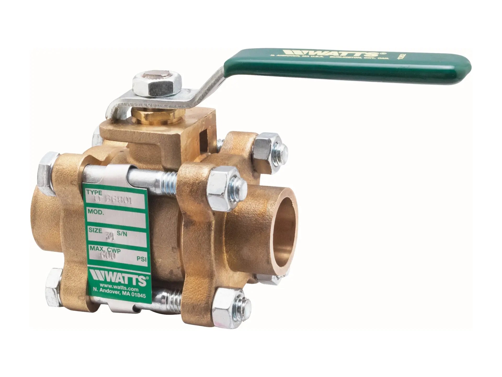 Watts 0123278, 1.25" LFB6801 Full Port Ball Valve Lead Free