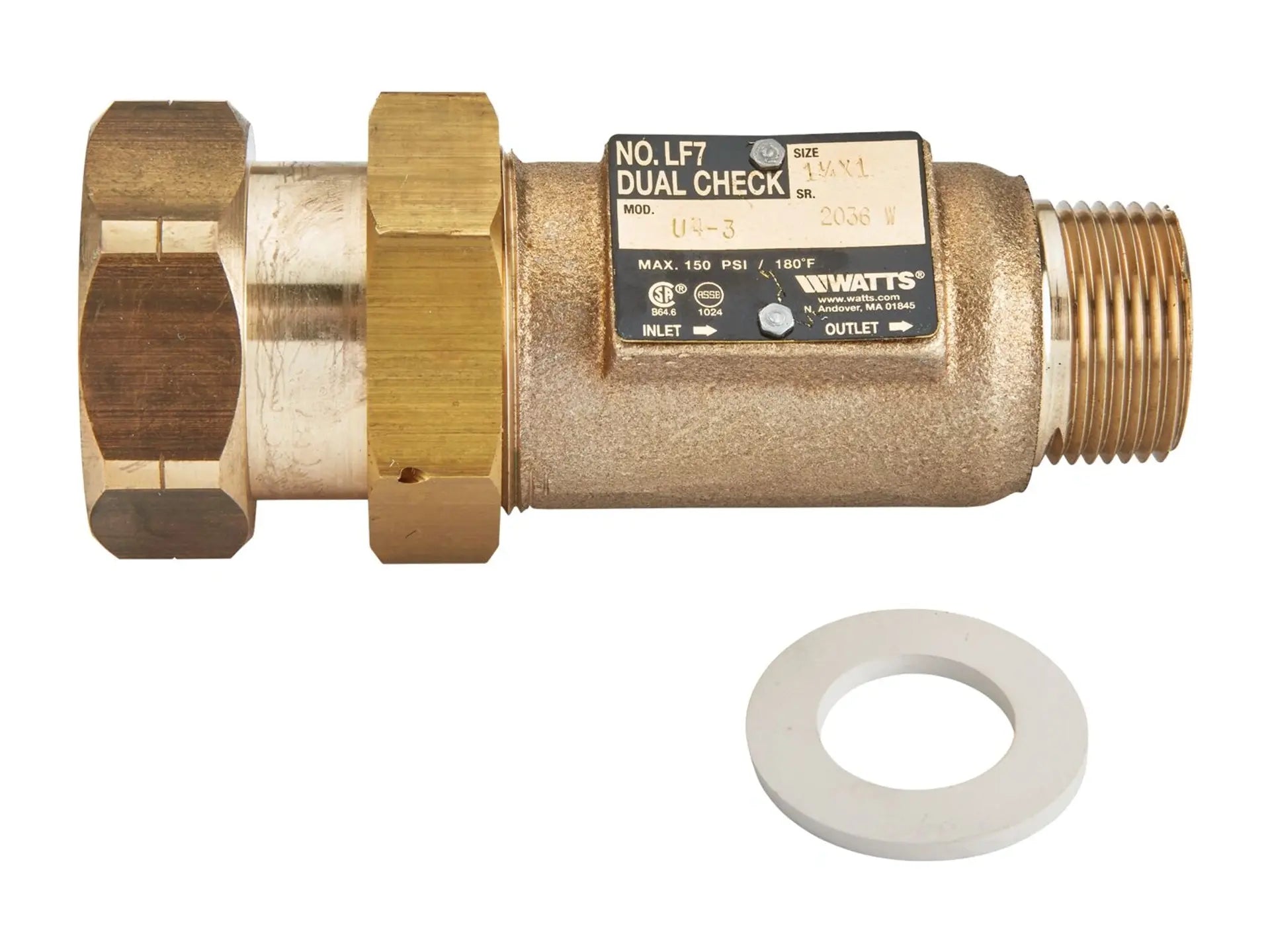 Watts 0124318, 1-1/4x1 LF7U4-3 Dual Check Valve