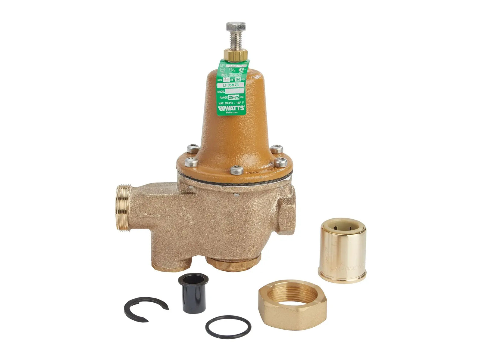 Watts 0125286, 1" Lead Free Water Pressure Reducing Valve, Quick Connect x NPT Female, Adjust 25-75