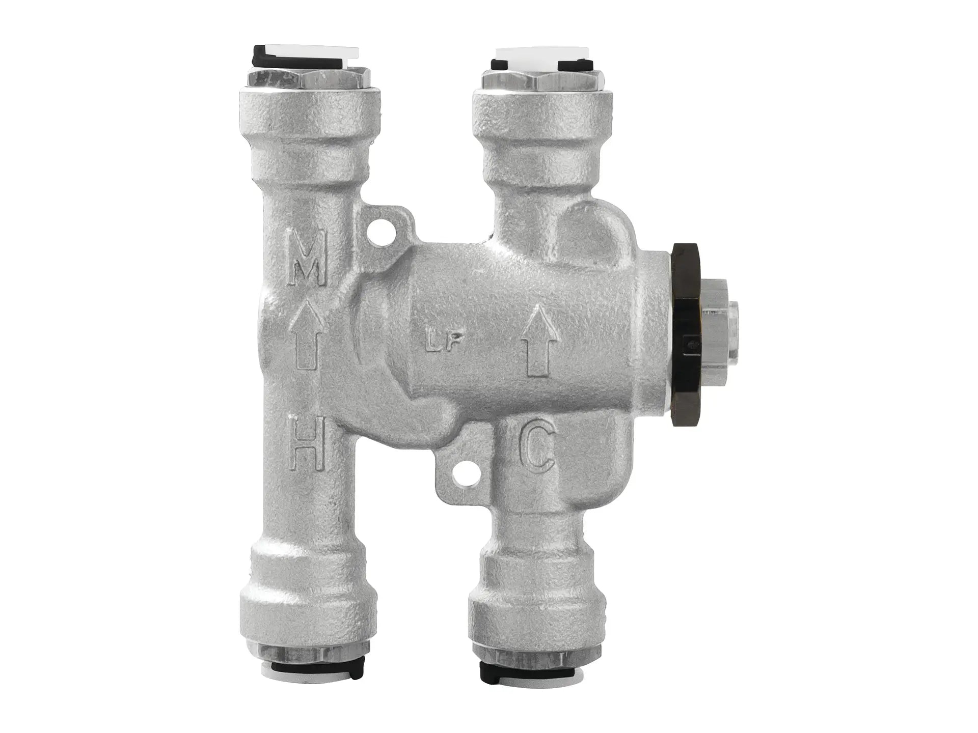 Watts 0204155, 3/8" Lead Free Thermostatic Mixing Valve, Push to Connect End Connections, Satin