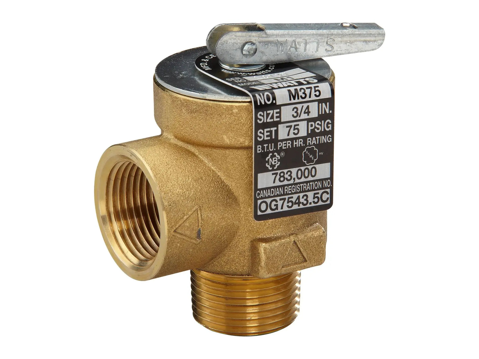 Watts 0360281, M375-M1 3/4" 75# Relief Valve