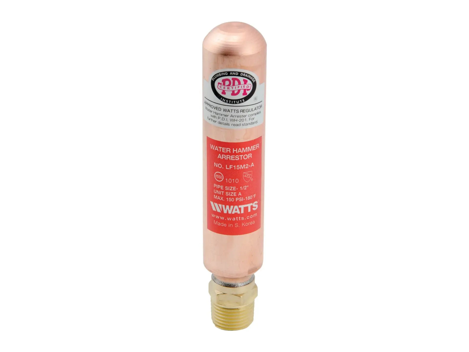 Watts 0750160, 1/2" Lead Free Water Hammer Arrestor with NPT Hex Adapter