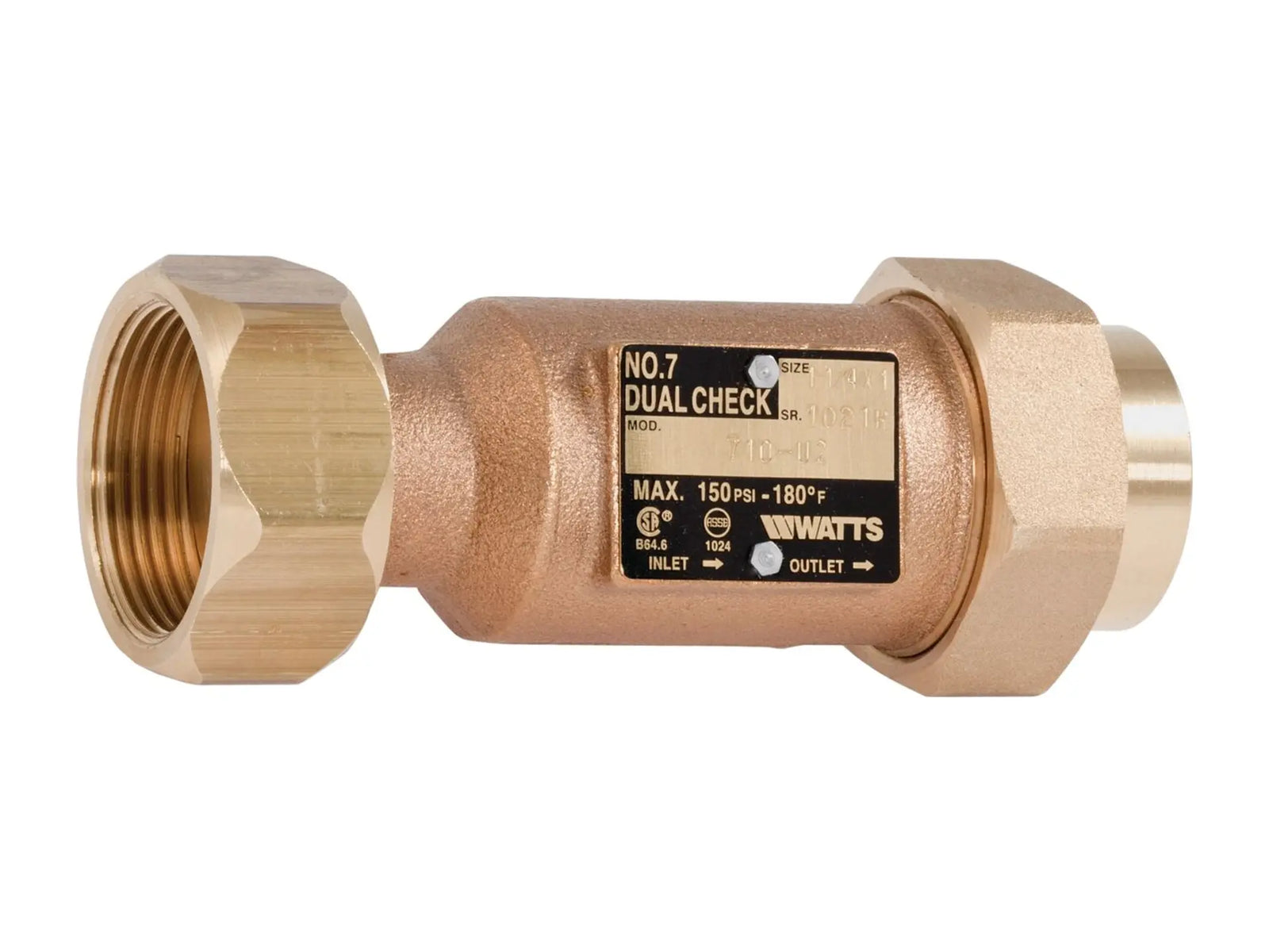 Watts 0792066, 1-1/4x1 LF7 Lead Free Dual Check Valve Backflow Preventer
