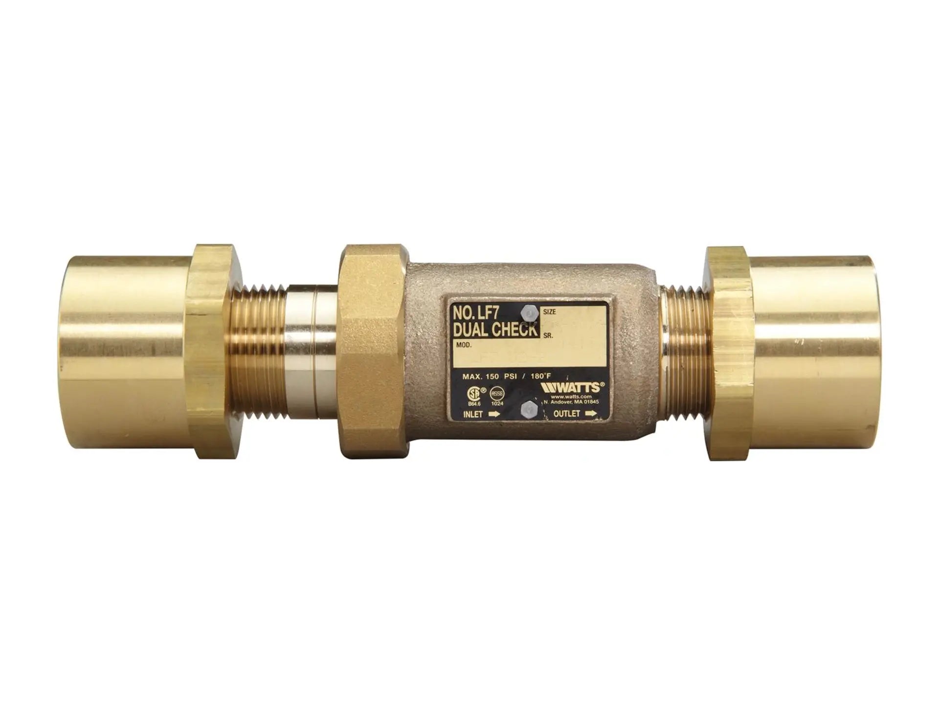 Watts 0792075, 1 1/4 x 1 1/4 In Lead Free Dual Check Valve Backflow Preventer