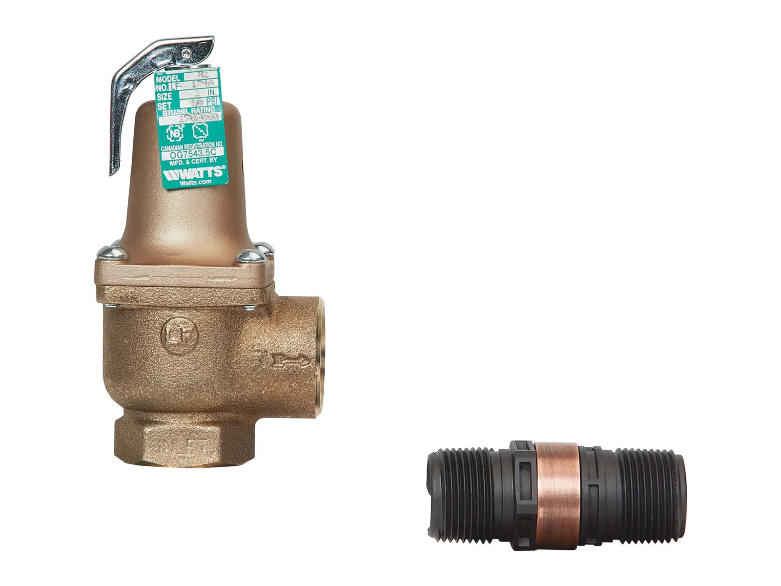 Watts F121508, 1" LF174A Lead Free Boiler Pressure Relief Valve, 150 psi, Discharge Line Flood